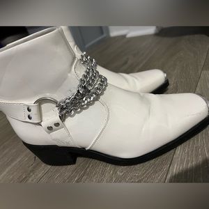 White chained boots